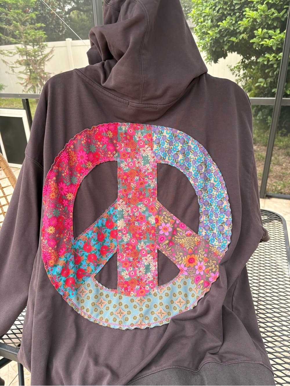 Peace Sign Hoodie - Patchwork